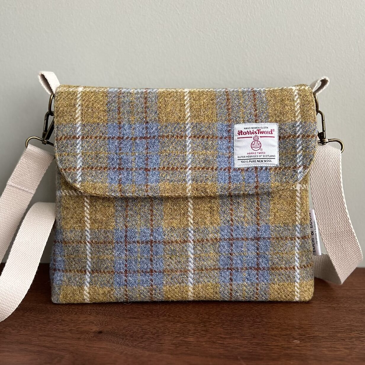 Mustard Blue Tartan LRG Messenger Bag-4