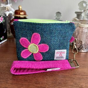 Harris Tweed Small Zip Purse with Detachable Wrist Keychain